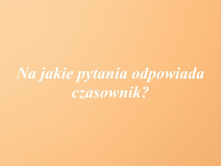 Na jakie pytania odpowiada czasownik?